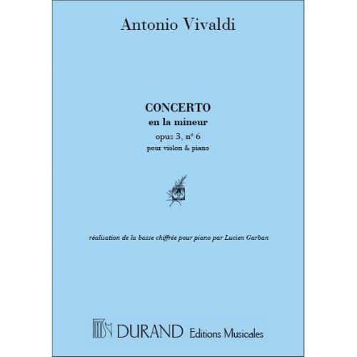 RICORDI VIVALDI A. - CONCERTO OP 3 N 6 EN LA M - VIOLON ET PIANO