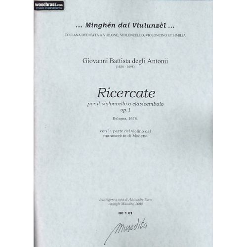 MUSEDITA DEGLI ANTONI G. B. - RICERCATE OP. 1 - VIOLONCELLE