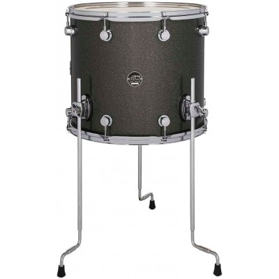 DW DRUM WORKSHOP Tom Basse 16X14 Performance Finish Ply / Satin Oil Pewter Sparkle