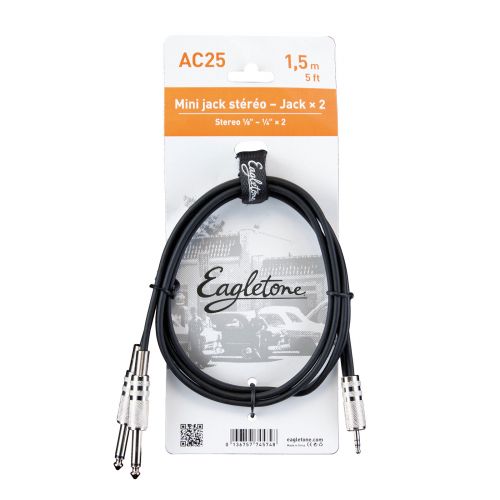 AC25 - MINI JACK ESTEREO / 2 JACK MACHO - 1,5M