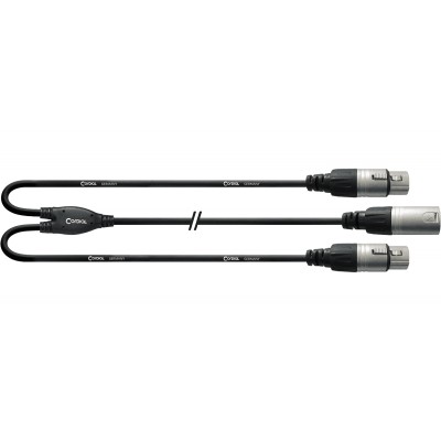 Câble Y Bretelle XRL Mâle / 2 XLR Femelles 30 CM