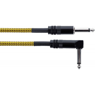 Cable Guitare Jack  Droit /Coudé 5 M Tweed Jaune