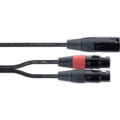 CORDIAL Câble Y Bretelle XLR Mâle / 2 XLR Femelle 30 CM