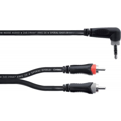 CORDIAL Y-CABLE STEREO MINI-JACK SLING, ANGLED / 2 RCA 1.5 M