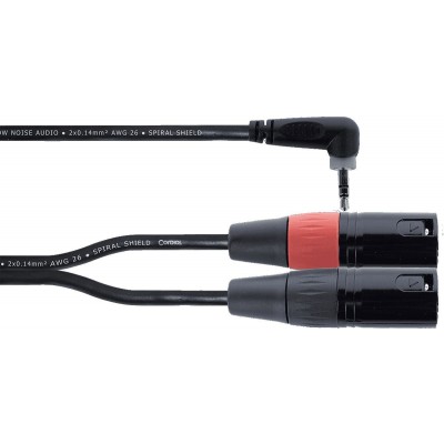 CORDIAL Y CABLE MINI-JACK STEREO ANGLED / 2 XLR MALE 1.5 M