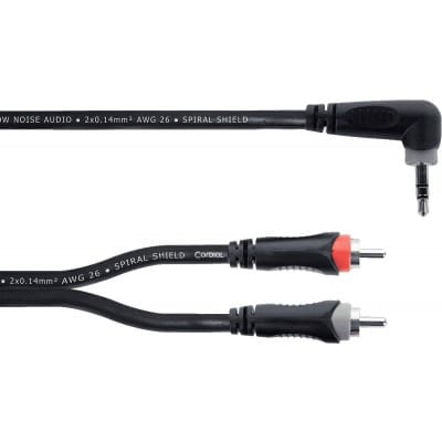 Y-CABLE STEREO MINI-JACK SLING, ANGLED / 2 RCA 1 M