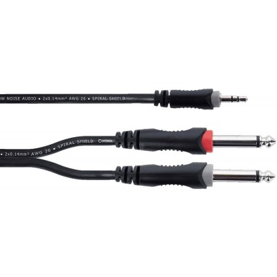 CORDIAL Y CABLE STEREO MINI JACK / 2 MONO JACKS 3 M