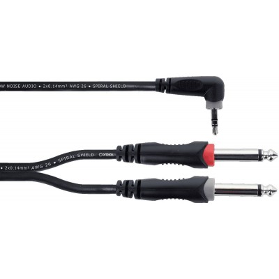 Y-CABLE STEREO MINI-JACK SLING ANGLED / 2 MONO JACKS 3 M