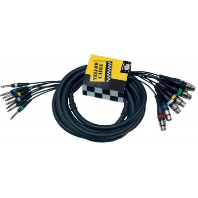 YELLOW CABLE OCTOPAIRE 8 JACKS MONO 8XLR FEM. 5 M