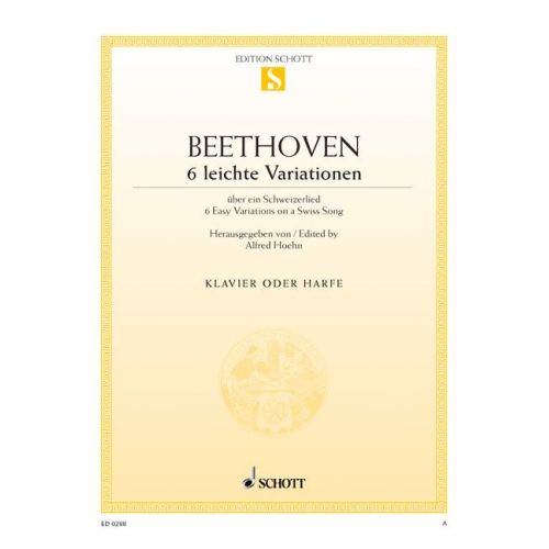  Beethoven L.v. - 6 Easy Variations F Major Woo 64 - Piano Or Harp