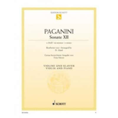SCHOTT PAGANINI - SONATA XII E MINOR - VIOLON & PIANO