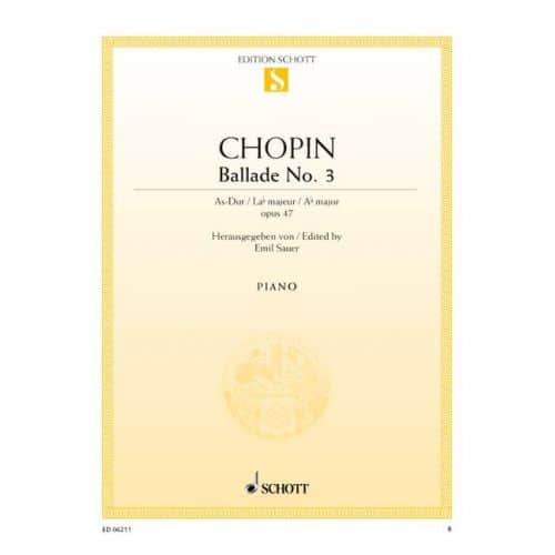 CHOPIN FREDERIC - BALLADE NO. 3 A FLAT MAJOR OP. 47 - PIANO