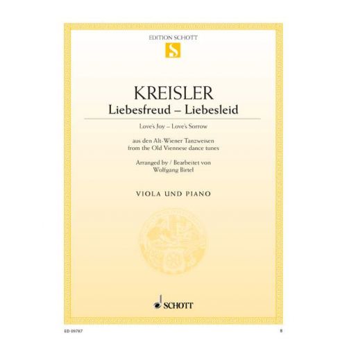 SCHOTT KREISLER FRITZ - LOVE'S JOY - LOVE'S SORROW - VIOLA AND PIANO