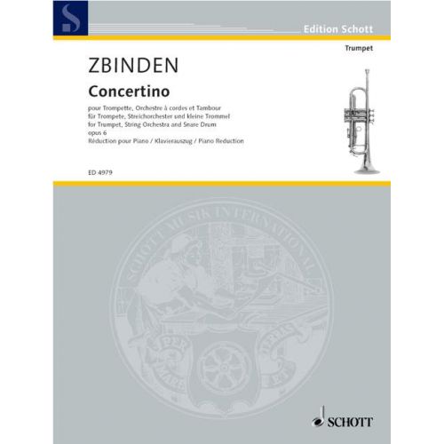  Zbinden J.f. - Concertino Op.6 - Trompette Et Ensemble Corde
