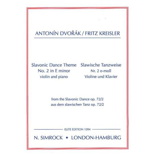 SIMROCK DVORAK ANTONIN - SLAVONIC DANCE THEME - VIOLIN AND PIANO