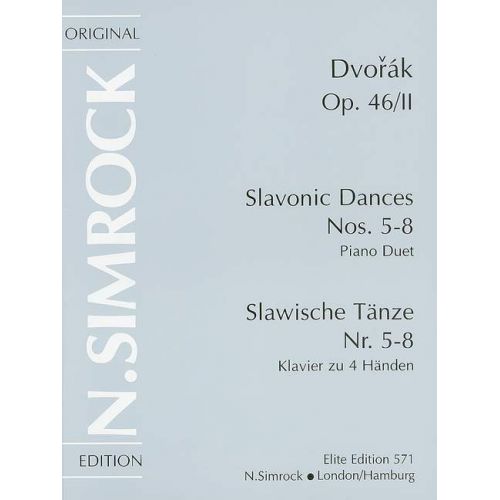 SIMROCK DVORAK ANTONIN - SLAVONIC DANCES OP 46 BAND 2 - PIANO (4 HANDS)