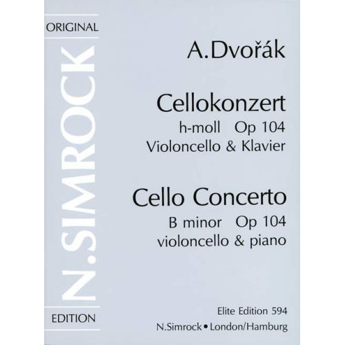 DVORAK ANTON - CONCERTO IN B MINOR OP.104 - CELLO AND PIANO
