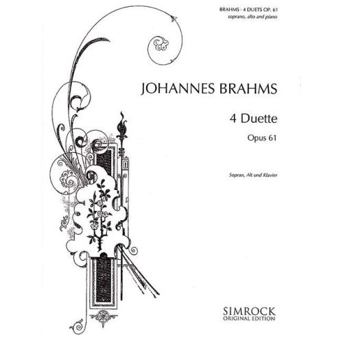 SIMROCK BRAHMS JOHANNES - 4 DUETS OP. 61 - SOPRANO, ALTO AND PIANO