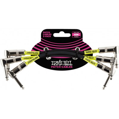 ERNIE BALL 6" ANGLE / ANGLE PATCH CABLE 3-PACK BLACK