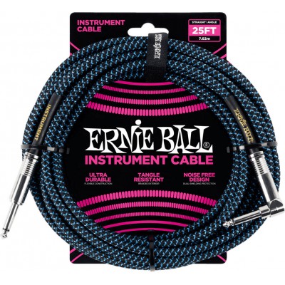 ERNIE BALL JACK/JACK COUD 7,62M NOIR ET BLEU