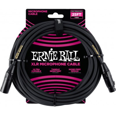 Ernie Ball Cables Microphone Classic Xlr Mâle/xlr Fem 7,62m Noir