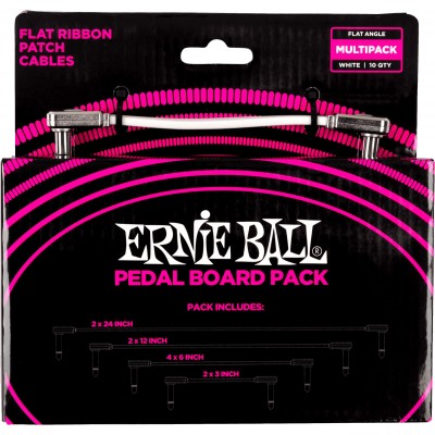 ERNIE BALL INSTRUMENT PATCH CABLES MULTIPACK - FLAT FINE BEND - WHITE