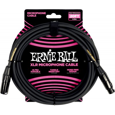 ERNIE BALL MICROPHONE CABLES CLASSIC XLR MALE/XLR FEMALE 6M BLACK