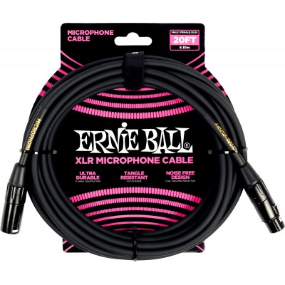 ERNIE BALL MICROPHONE CABLES CLASSIC XLR MALE/XLR FEMALE 6M BLACK