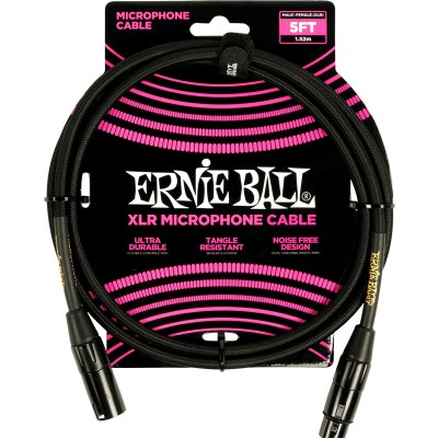 ERNIE BALL MICROPHONE CABLES XLR MALE/XLR FEMALE 1,5M BLACK