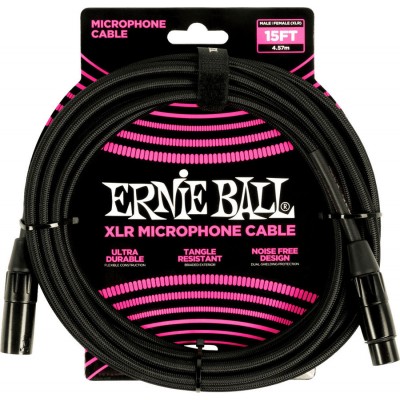 ERNIE BALL CBLES MICROPHONE GAINE TISSEE XLR MLE/XLR FEM 4,5M NOIR