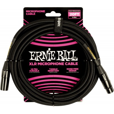 ERNIE BALL MICROPHONE CABLES XLR MALE/XLR FEMALE 6M BLACK