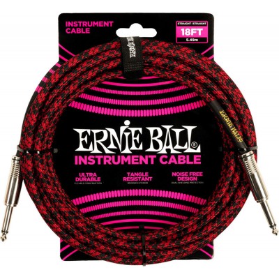 ERNIE BALL 5.5M JACK MONO MALE TO JACK MONO MALE RED AND BLACK