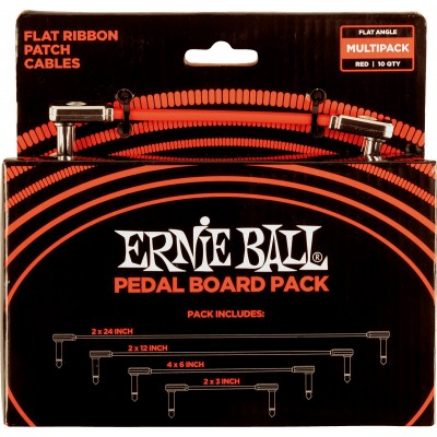 PEDALBOARD PACK - 10 PATCHES IN 4 VARIEGATED LENGTHS - THIN & FLAT BEND - RED