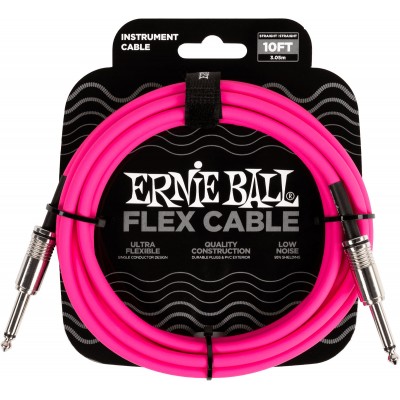 ERNIE BALL INSTRUMENT CABLES FLEX JACK/JACK 3M PINK