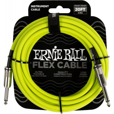 ERNIE BALL INSTRUMENT CABLES FLEX JACK/JACK 6M GREEN