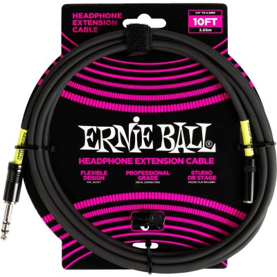 ERNIE BALL EFFECTS STEREO HEADPHONE EXTENSION JACK TO MINI-JACK 3M BLACK - B Stock