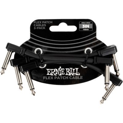 ERNIE BALL PATCH CABLE FLEX 7,5CM - PACK 3 BLACK