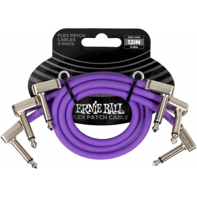 ERNIE BALL PATCH CABLE FLEX 30CM - PACK 3 PURPLE