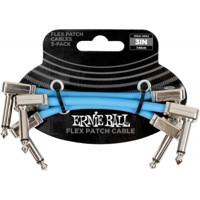 ERNIE BALL PATCH CABLE FLEX 7,5CM - PACK 3 BLUE