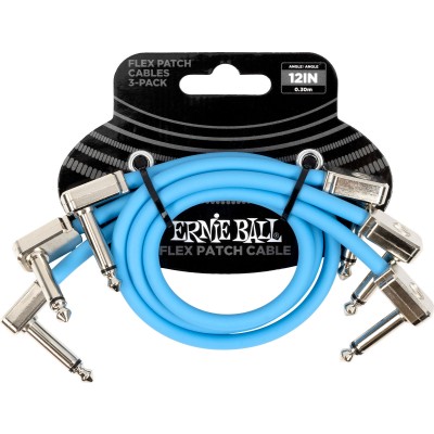 ERNIE BALL PATCH CABLE FLEX 30CM - PACK 3 BLUE