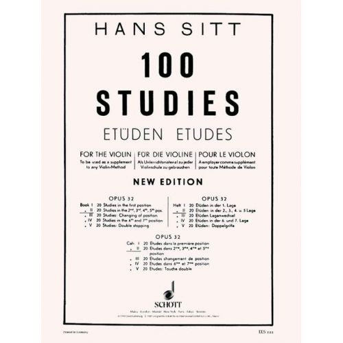 EULENBURG SITT HANS - 100 STUDIES OP. 32 HEFT 2 - VIOLIN