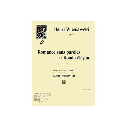 COMBRE WIENIAWSKI HENRY - ROMANCE SANS PAROLES ET RONDO ELEGANT OP.9 - VIOLON ET PIANO