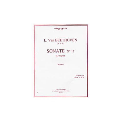 BEETHOVEN - SONATE NO.17 OP31 NO.2 TEMPÊTE - PIANO