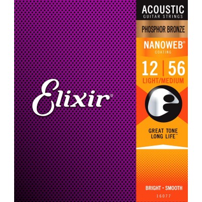 Elixir 16077 Nanoweb Acoustique.012 .016 .024 .035 .045 .056