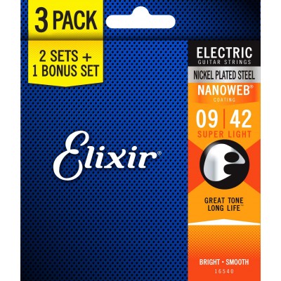 ELIXIR 16540 NANOWEB 9-42 PACK DE 3