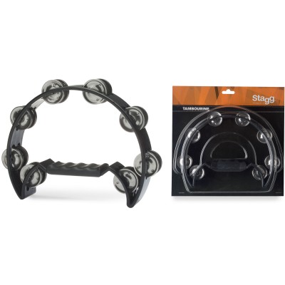 STAGG CUTAWAY TAMBOURINE 16 JINGLES BLACK