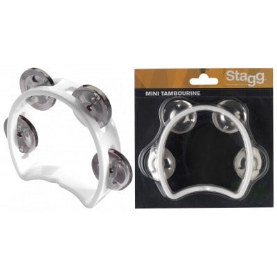 MINI TAMBOURIN 4 CYMBALETTES PLASTIQUE BLANC