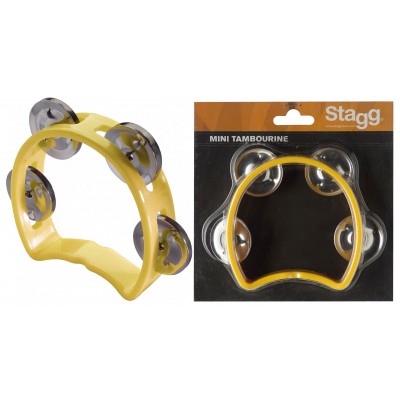 MINI TAMBOURIN 4 CYMBALETTES PLASTIQUE JAUNE