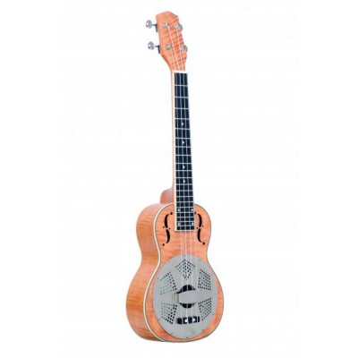 RESOUKE CM UKULELE TENOR AVEC RESONATEUR TABLE EN ERABLE MADRE ET HOUSSE INCLUSE