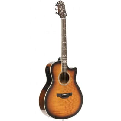 CRAFTER SÉRIE NOBLE, GUITARE ÉLECTRO-ACOUSTIQUE MINI-JUMBO AVEC TABLE EN ÉRABLE ONDÉ